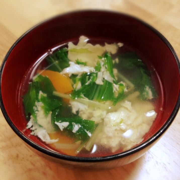 水菜と卵の和風コンソメスープ